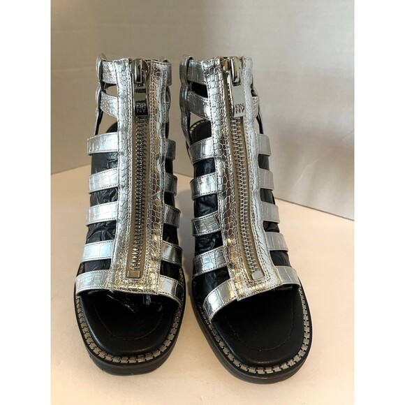 NWT  DKNY Silver Caged Rugged Platform Ralina Stiletto Women Sandals 8M - Picture 12 of 14